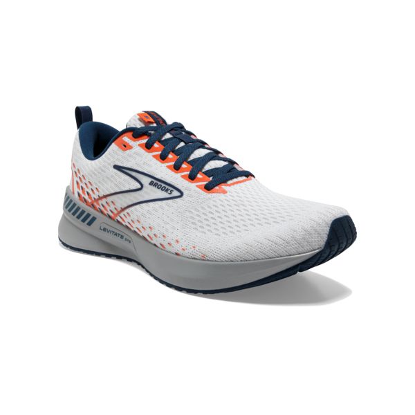 Brooks Levitate GTS 5 Miesten Maantiekengät Valkoinen Sininen Oranssi | Suomi-146782